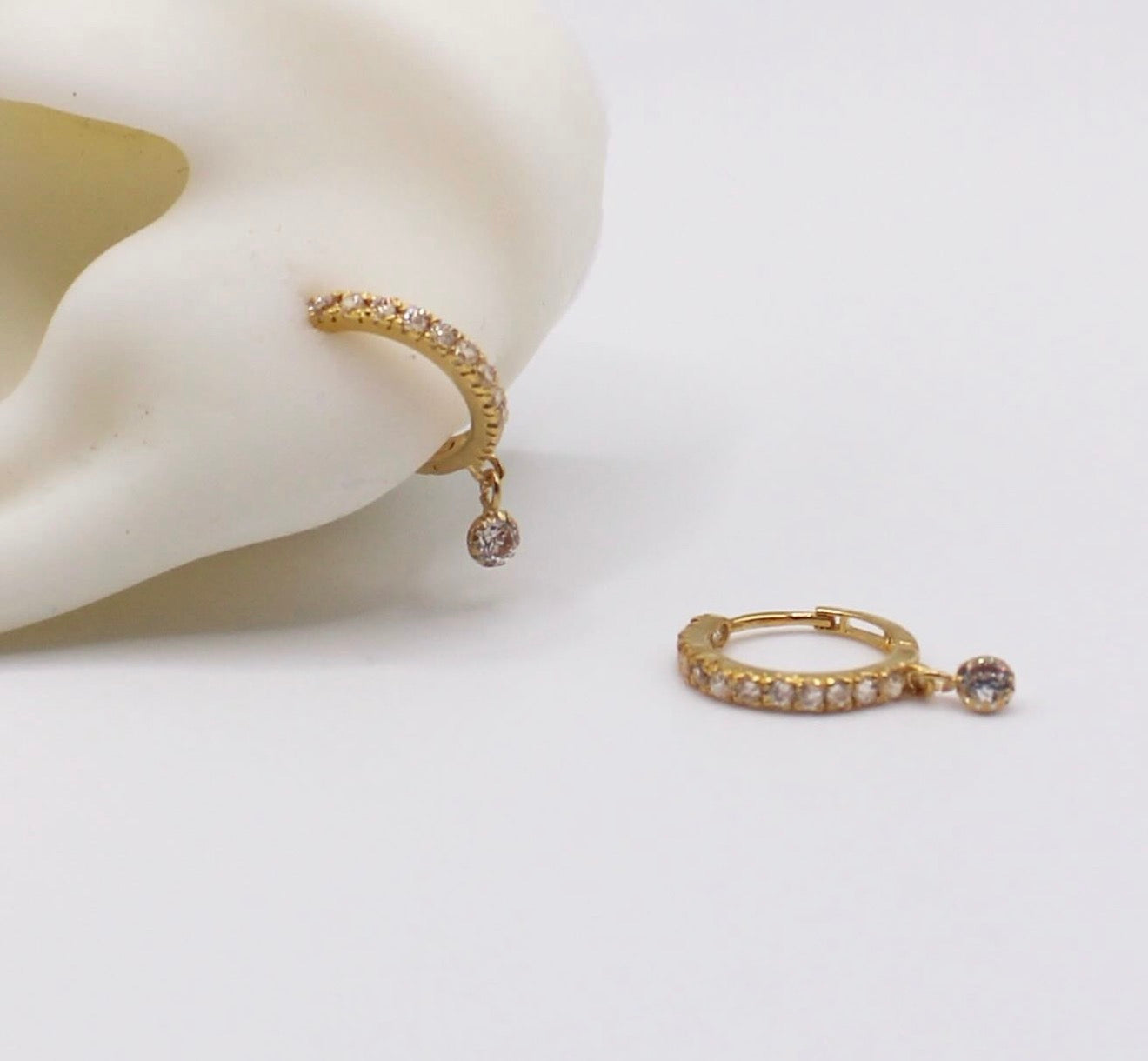 Stone-dangle Hoop | 9mm
