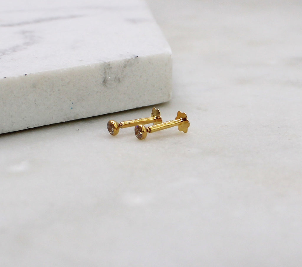 2mm Round CZ Studs