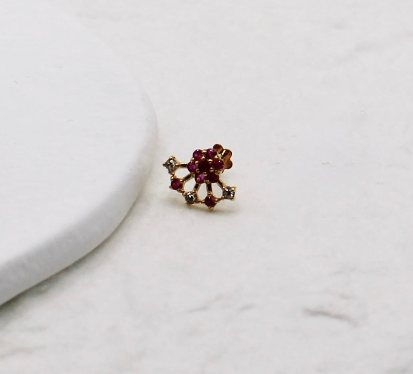 Pink Crescent Stud