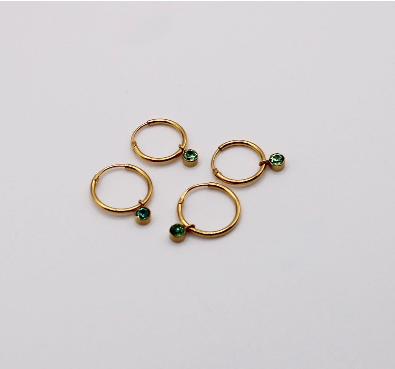 Green Dangle Hoops | Small