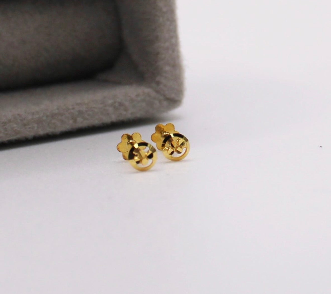 Round Gold Halo Studs