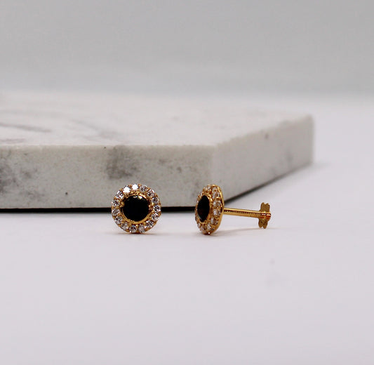Black Sparkly Halo Studs