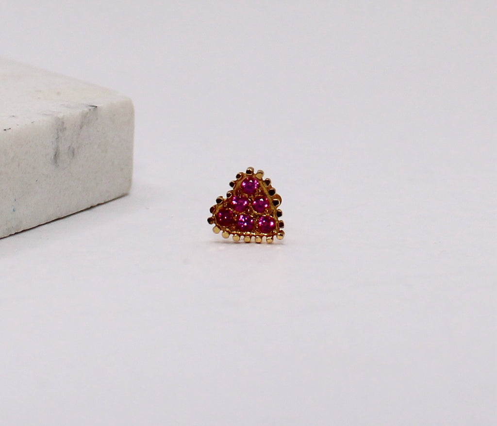 Deep Pink Heart Stud