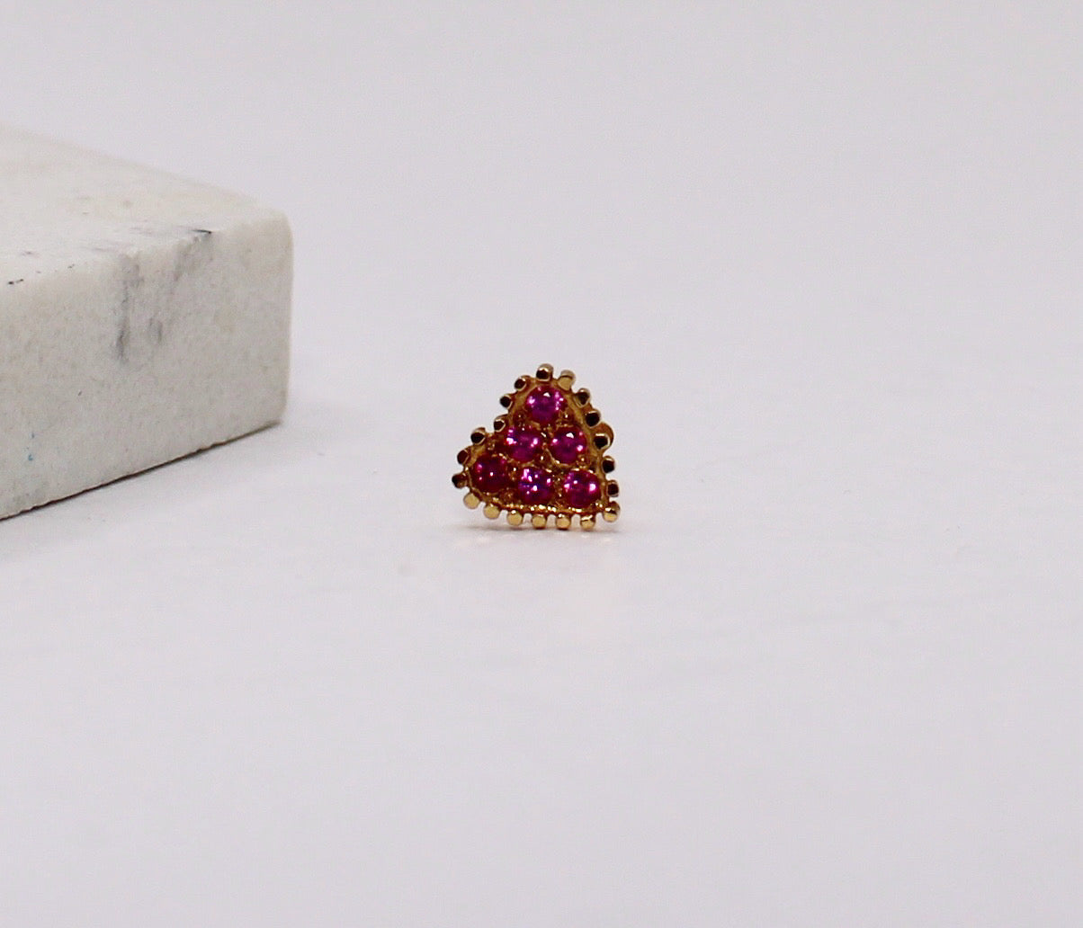 Deep Pink Heart Stud