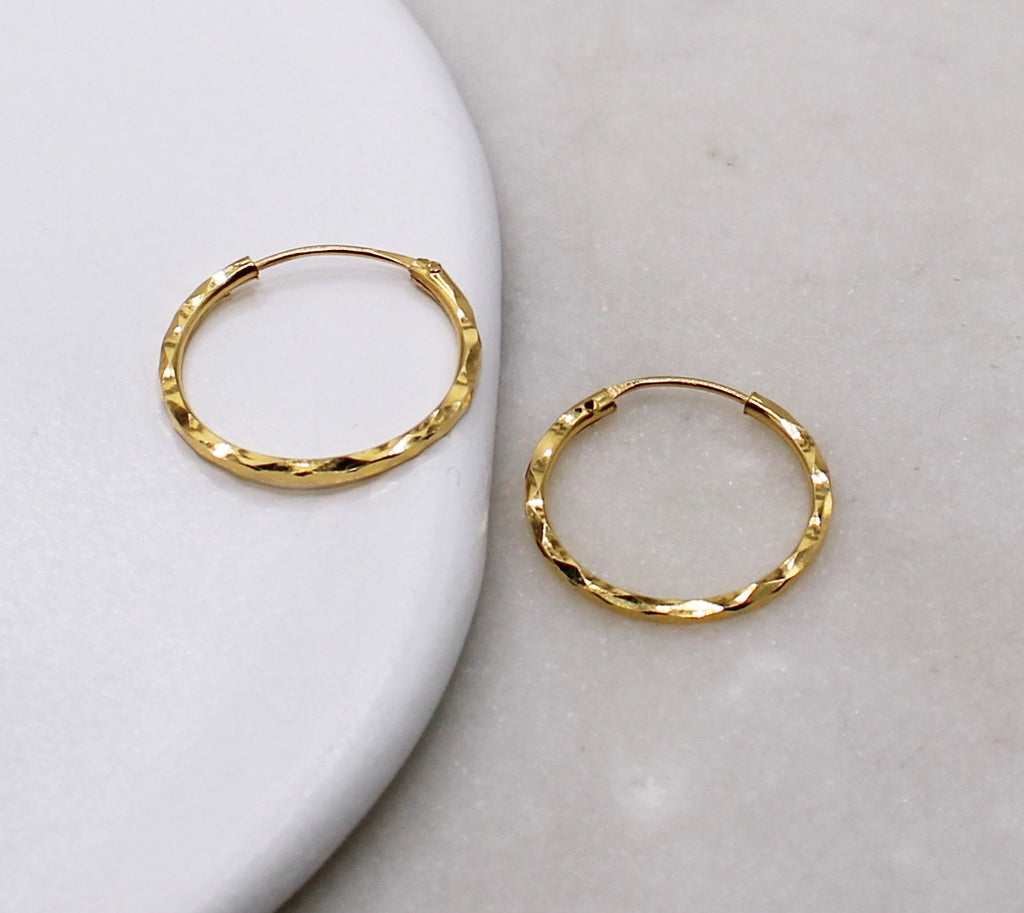 14mm Lightweight Diamond-cut Hoops