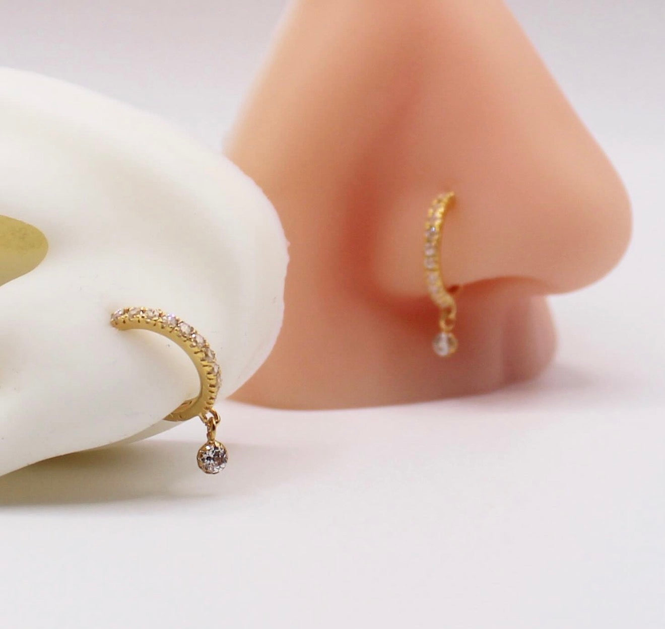 Stone-dangle Hoop | 9mm