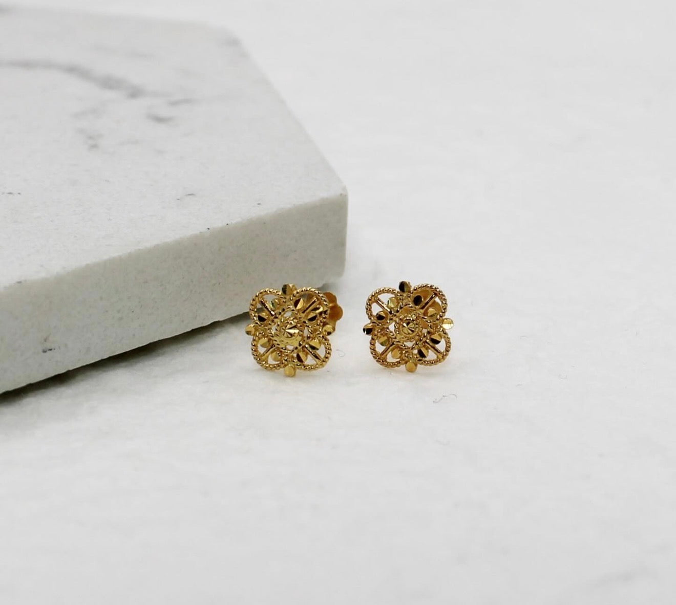 Square Filigree Studs | Pair