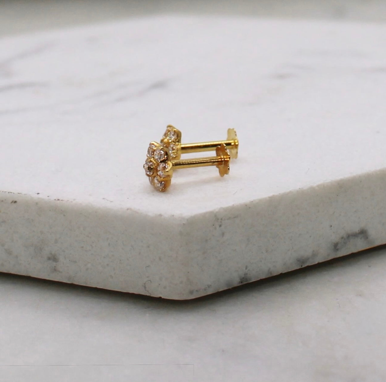 Cubic Zirconia Flower Studs