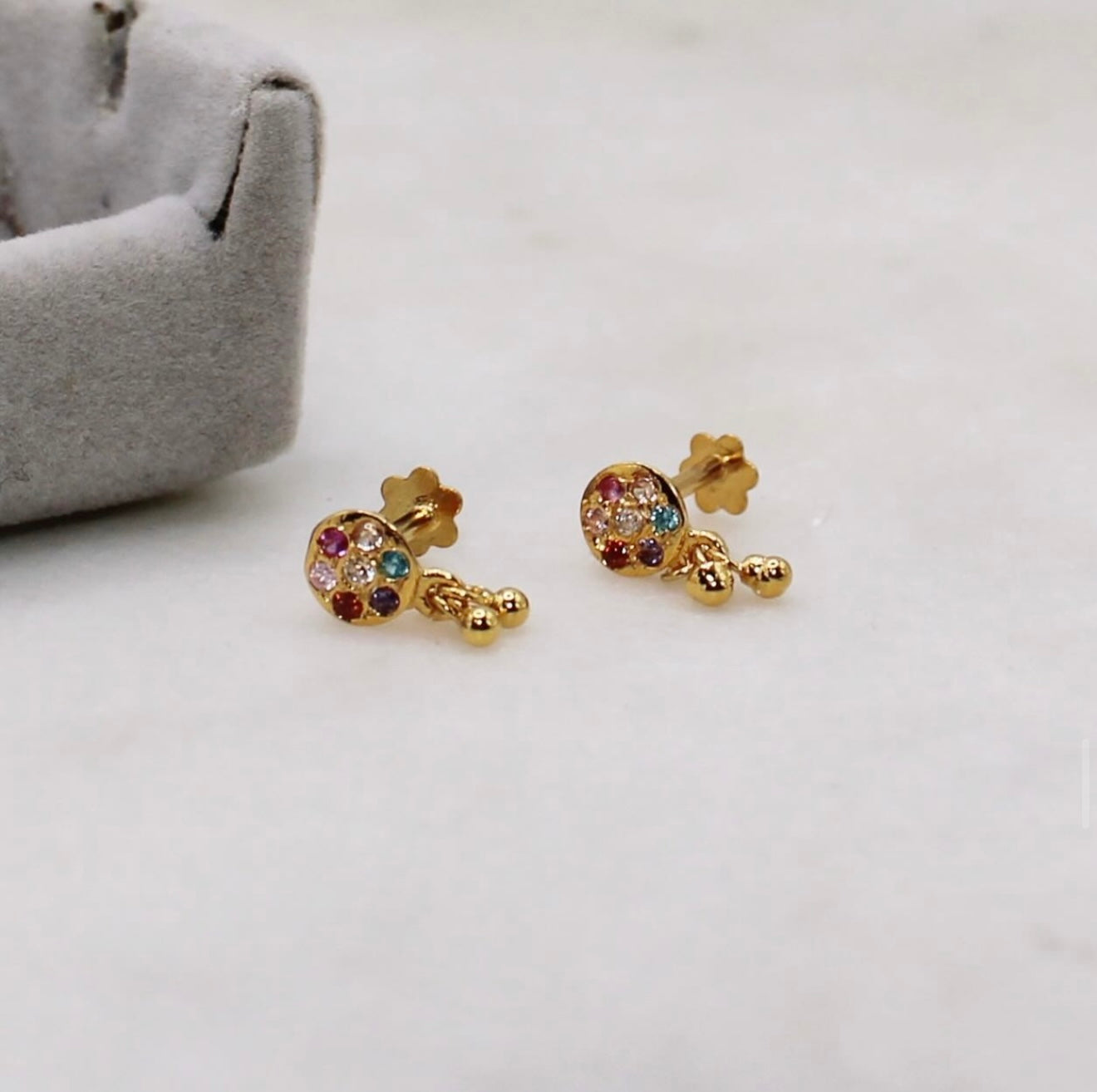 Multicoloured Dangly Studs