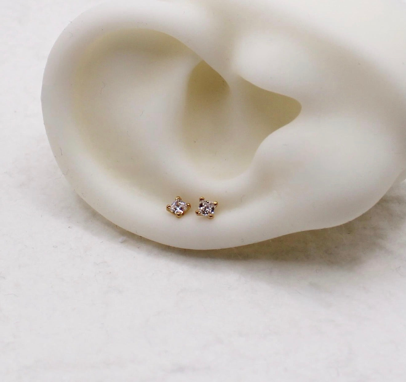 Tiny Cubic Zirconia Square Studs