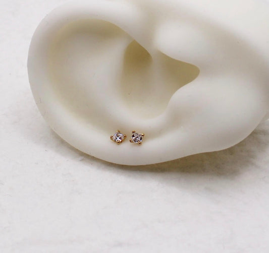Tiny Cubic Zirconia Square Studs