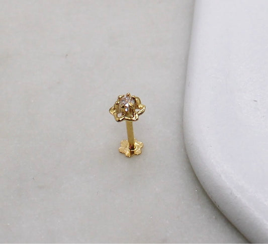Cubic Zirconia Flower Stud