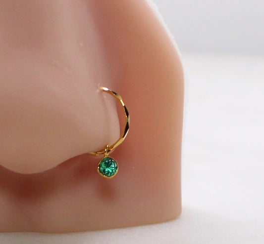 Green Removable-dangle Hoop