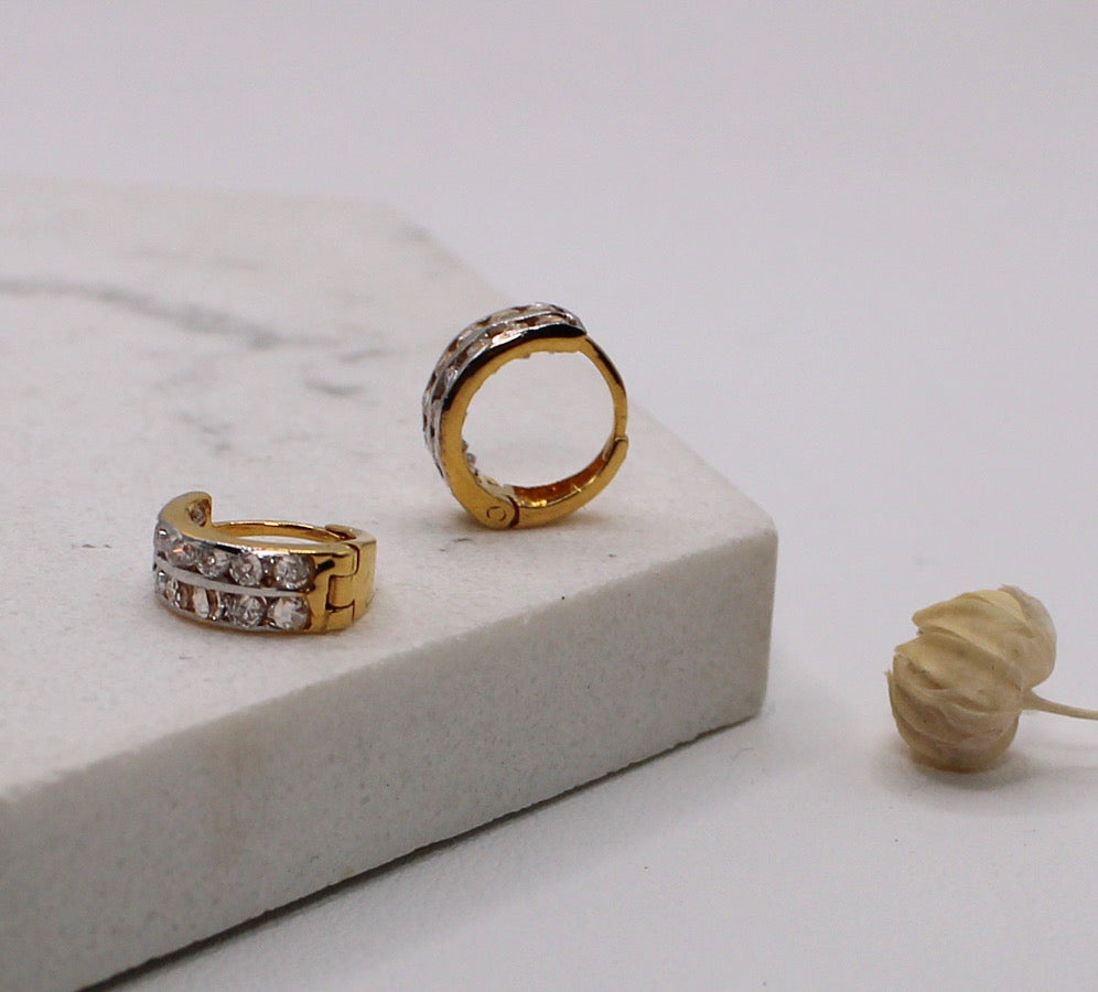 Double-line Chanel Stone-set Huggies