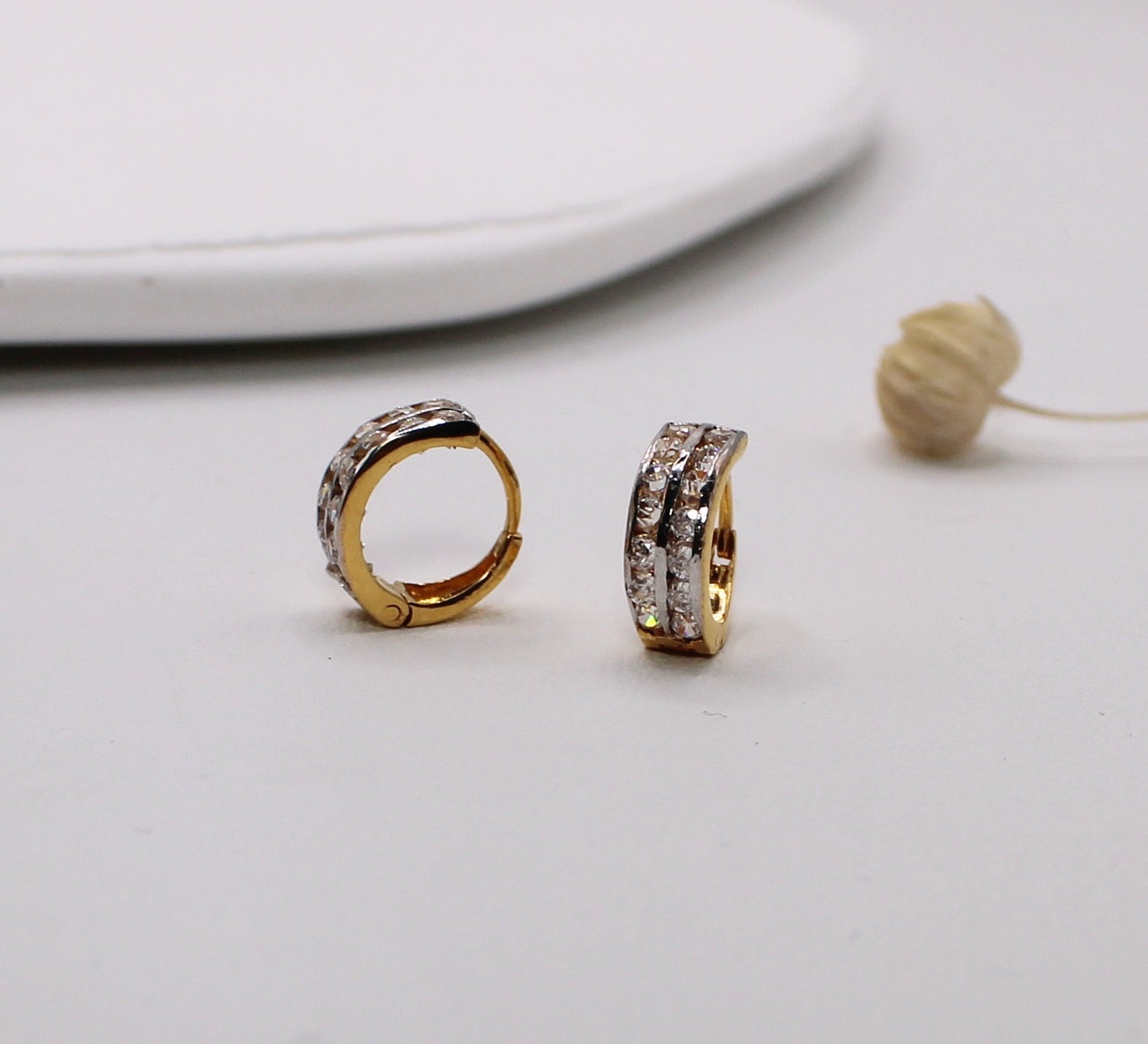 Double-line Chanel Stone-set Huggies