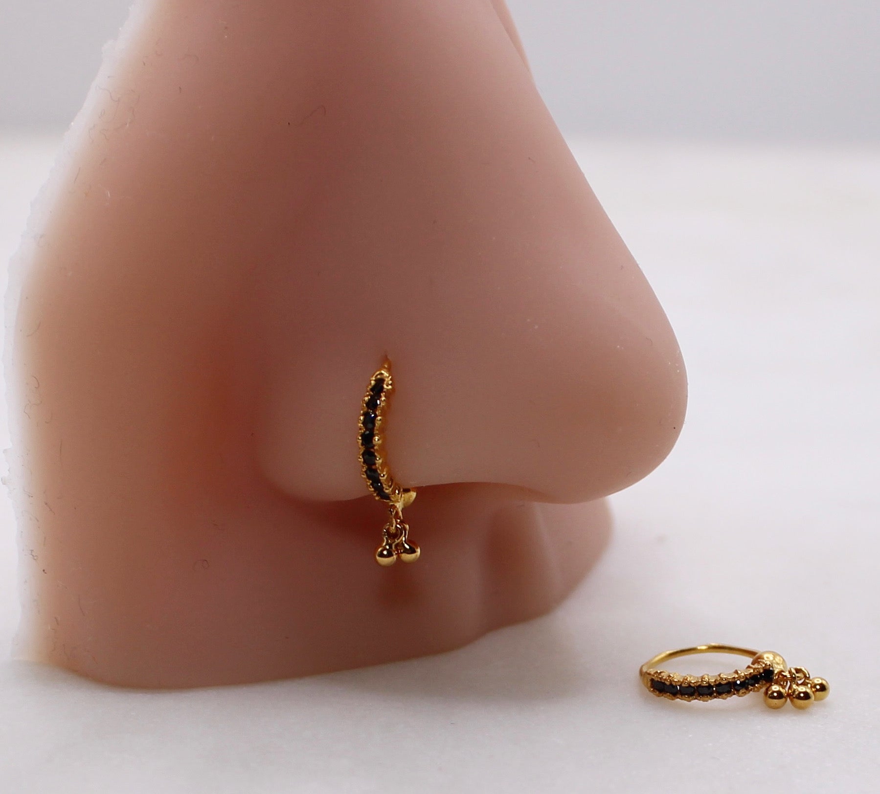 Black Dangly Baguette Hoop